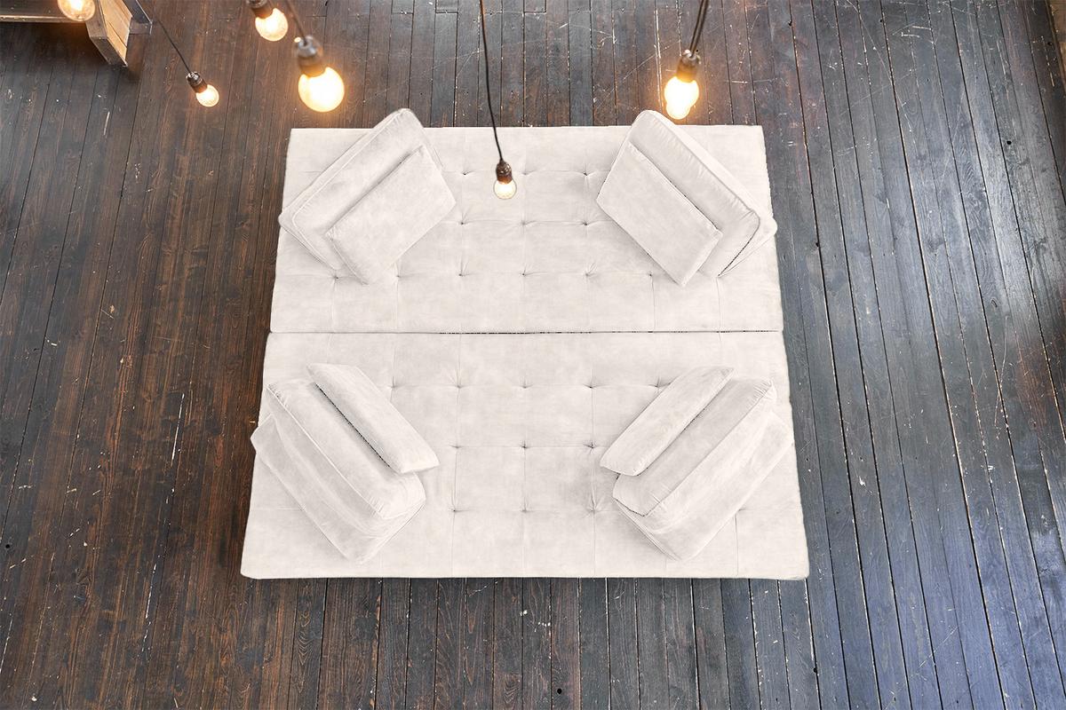 ECKSOFA WIOLO Cremeweiß Velvet - Silberfarben/Creme, Textil/Metall (350/240cm) - KAWOLA