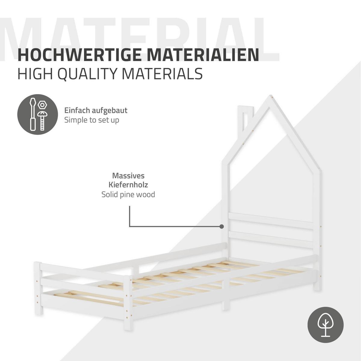 KINDERBETT Haus 90x200 cm Weiß - Weiß, Holz (90/200cm) - ML-DESIGN