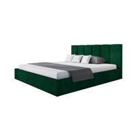 BETT 160x200 - Polsterbett mit Bettkasten und Metallrahmen - Modern Betten - Glatter Kronos-Stoff - Kollektion Tokio, Grün - Grün, Holz/Textil (160/200cm) - Alpi-Möbel