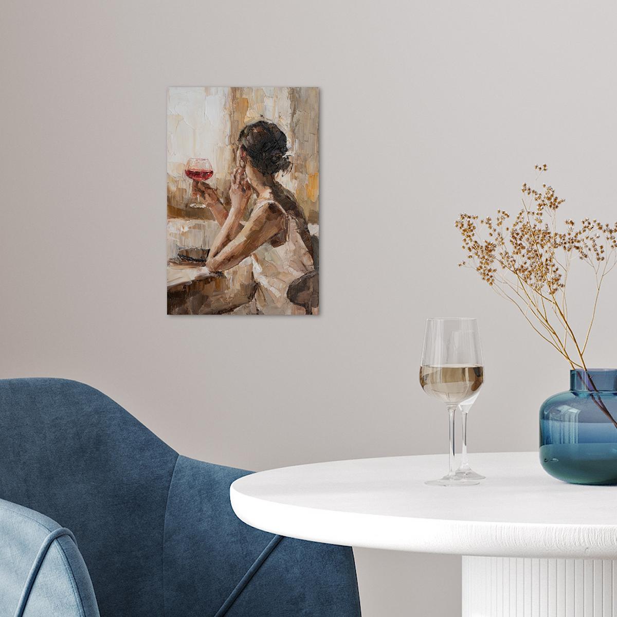 POSTER Ölgemälde - Frau - Wein Room Decor 20x30 cm - Hellbraun, Papier (20/30/0.1cm) - MuchoWow