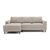 ECKSOFA Nalika Beige Velours - Beige/Schwarz, Holz/Textil (230/143cm) - Selsey