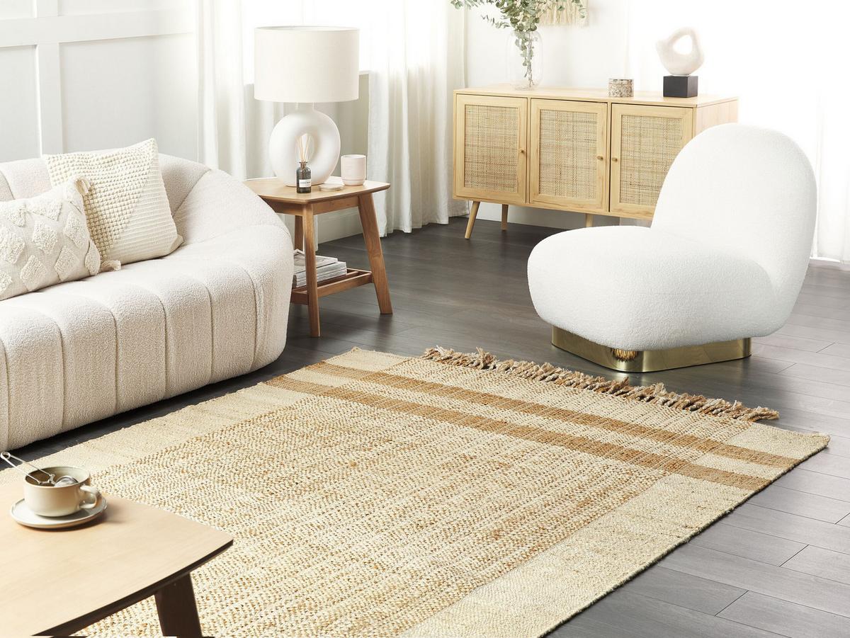 TEPPICH geflochten Ortaoba 200/140 cm - Beige, Naturmaterialien (140/200cm) - Beliani
