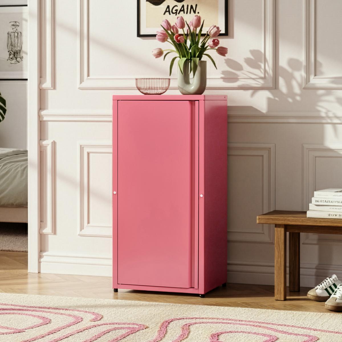 AKTENSCHRANK Burlöv - Pink, Metall (40/88/35cm) - [en.casa]
