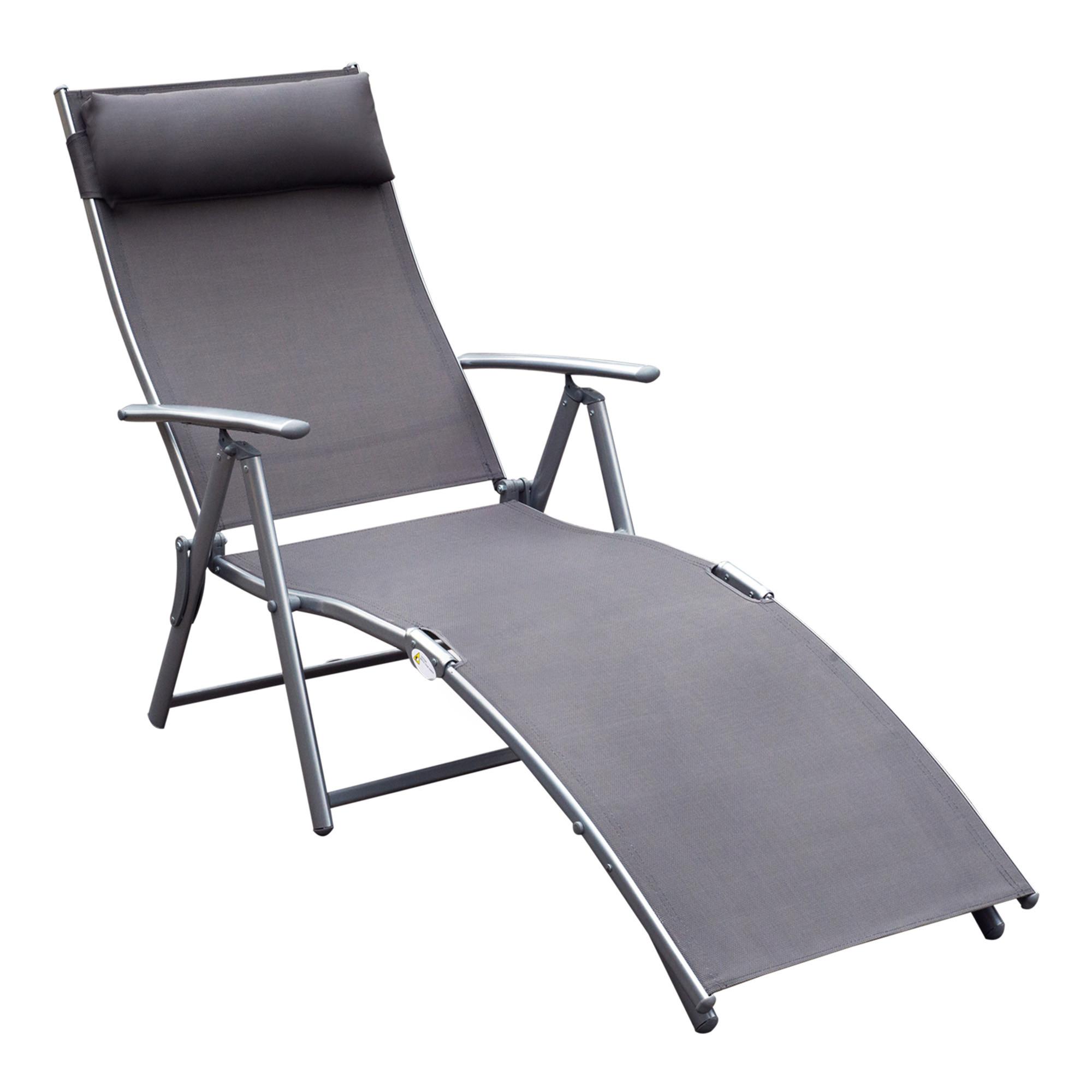 SONNENLIEGE, klappbar, mit Kissen, 137 x 63,5 x 100,5 cm, Metall, Stoff, Grau - Grau, Kunststoff (63.5/100.5/137cm) - Outsunny