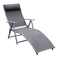 SONNENLIEGE, klappbar, mit Kissen, 137 x 63,5 x 100,5 cm, Metall, Stoff, Grau - Grau, Kunststoff (63.5/100.5/137cm) - Outsunny