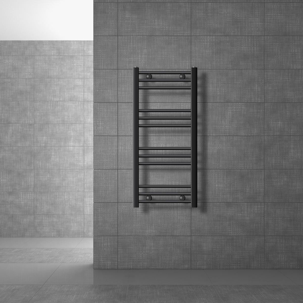 BADHEIZKÖRPER elektrisch Sahara 400x800 mm Anthrazit gebogen mit Heizstab 600W Digital - Anthrazit, Metall (40/80/3cm) - LuxeBath