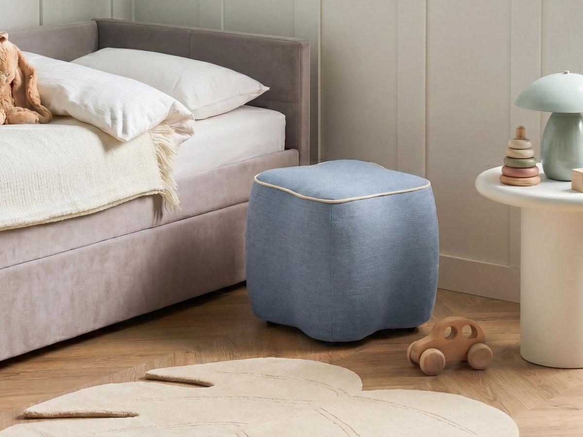 POUF Stoff Hellblau Juno - Hellblau, Textil (35/38/35cm) - Beliani