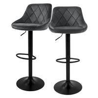 BARHOCKER 2er Set aus Samt Grau höhenverstellbar/drehbar - Schwarz/Grau, Metall (37/106/47cm) - ML-DESIGN