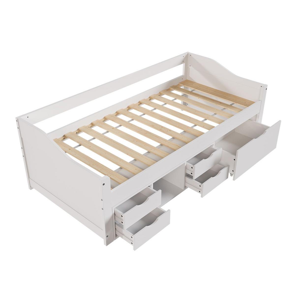 KINDER-FUNKTIONSBETT Nalu weiß 90x200 cm - Weiß, Holz (90/200cm) - Juskys