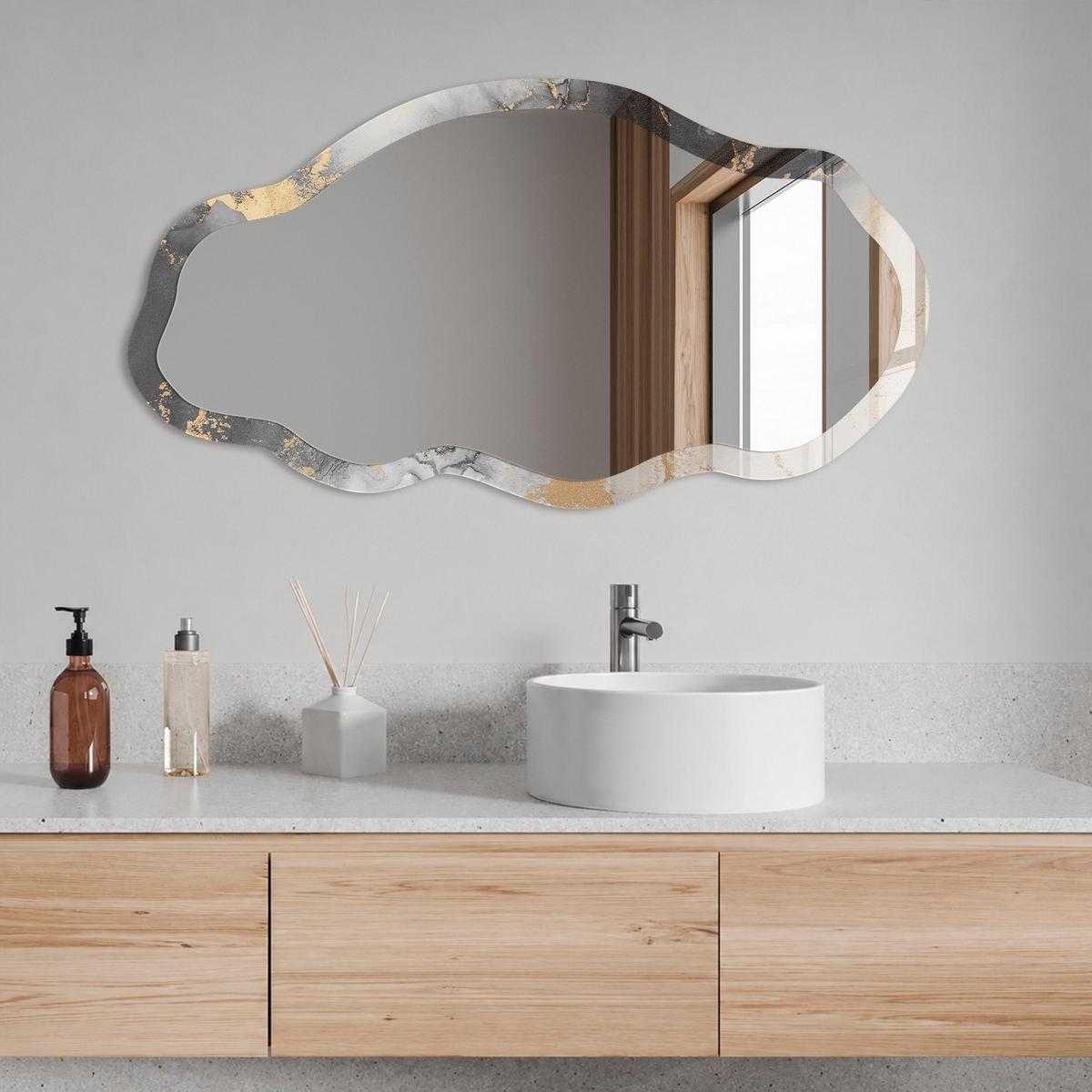 SPIEGEL 90x45 cm asymmetrisch mit Druck - Abstrakte Flecken - Transparent, Glas (45/90/0.4cm) - TULUP