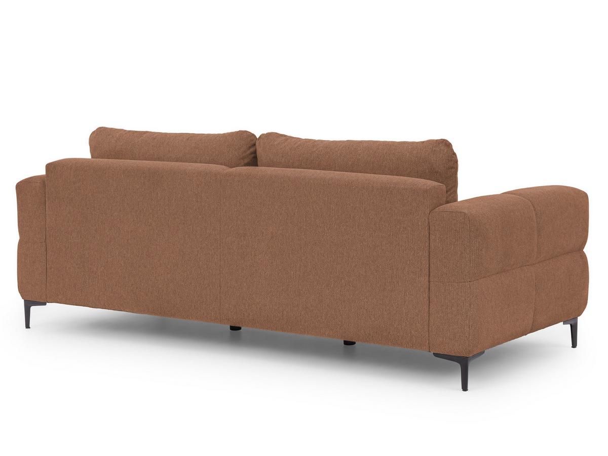 3-SITZER-SOFA Cardea in Bubble-Optik aus weichem Terrakotta Strukturstoff mit hohem Sitzkomfort - Terracotta/Schwarz, Holz/Textil (217/80/97cm) - S-Style Möbel