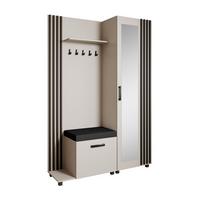 GARDEROBENSCHRANK Livia mit Aufhängern und Spiegel, Kaschmir, Schwarz, links - Kaschmir/Schwarz, Holzwerkstoff (137/207/42cm) - Beautysofa