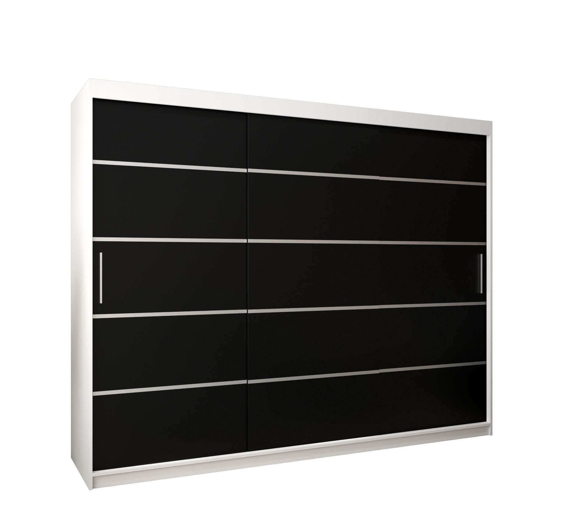 SCHWEBETÜRENSCHRANK 200/250/62 3-türig - Silberfarben/Schwarz, Holz/Kunststoff (250/200/62cm) - MÖBEL KRYSPOL