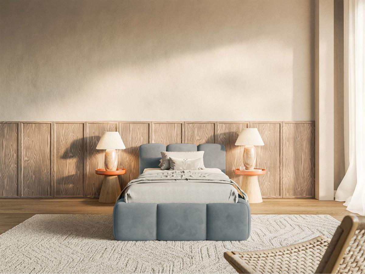 POLSTERBETT Cloudy Low Grau Samt, 90x200 cm - Schwarz/Grau, Kunststoff/Textil (90/200cm) - Selsey