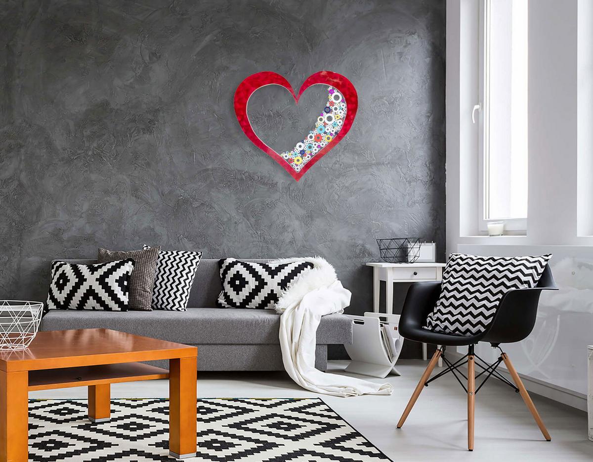 WANDDEKO Rot 100/91 cm - Rot, Metall (4.81/91/3cm) - KUNSTLOFT