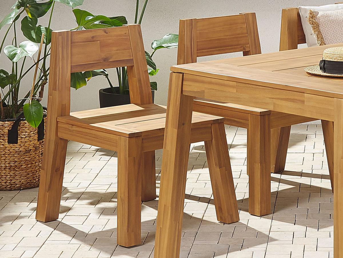 GARTENSTUHL Akazienholz hellbraun Livorno - Hellbraun, Holz (59/81/61cm) - Beliani