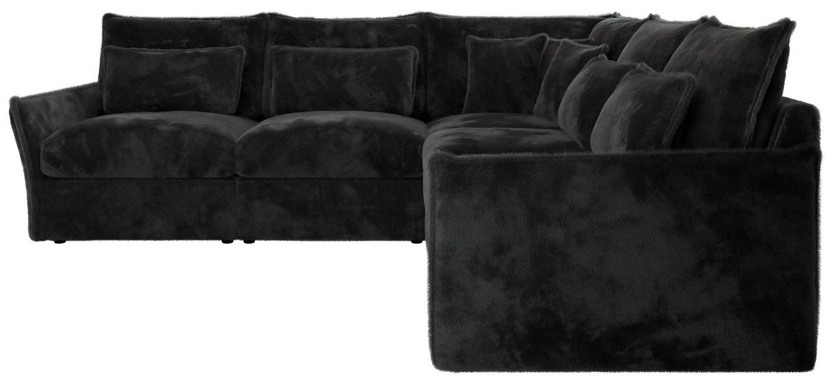 ECKSOFA VERSO L Dunkelgrau Plüsch - Dunkelgrau/Schwarz, Kunststoff/Textil (270/270cm) - MKS
