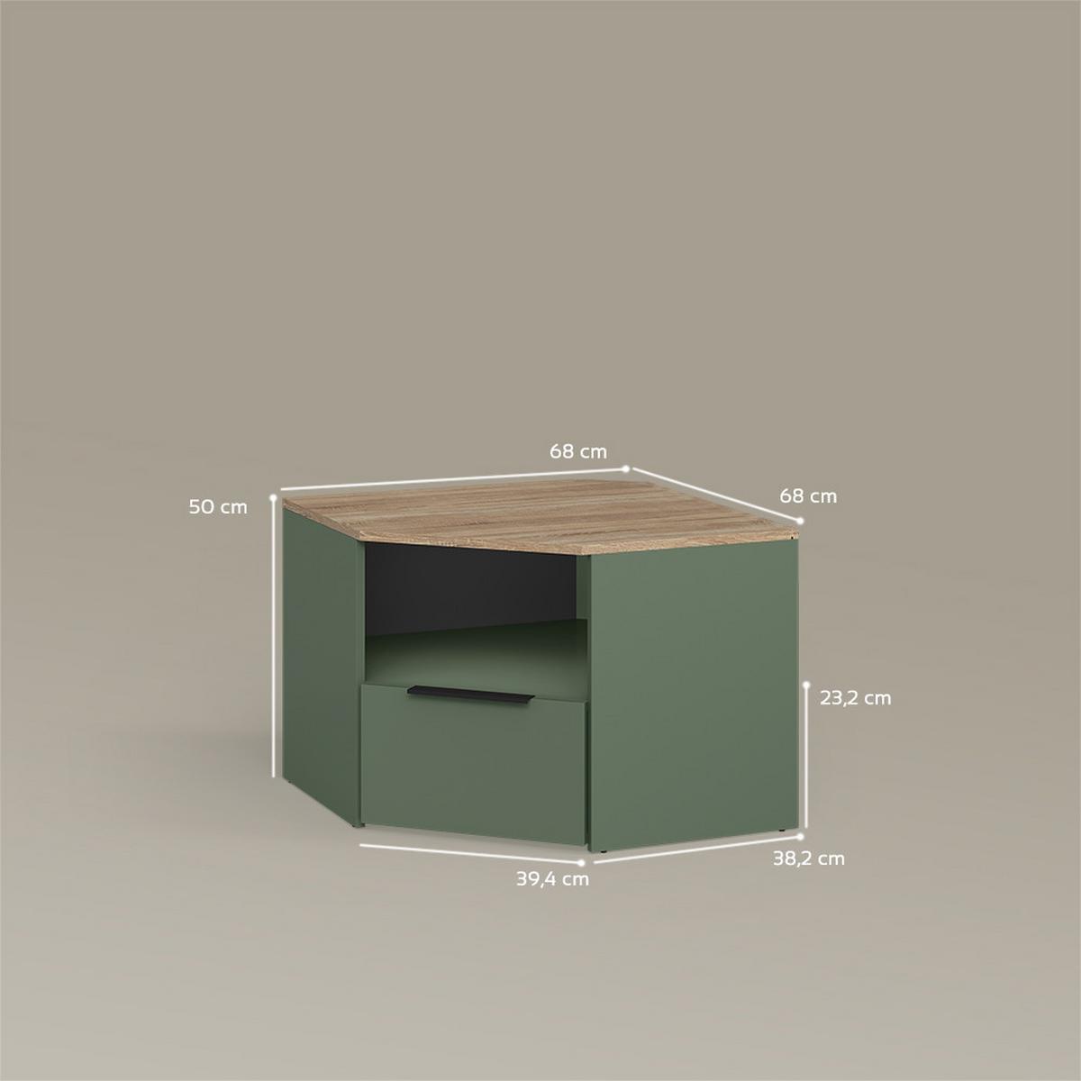 LOWBOARD Piave Grün 68 x 50 cm - Grün, Holzwerkstoff (68/50/68cm) - Livinity®