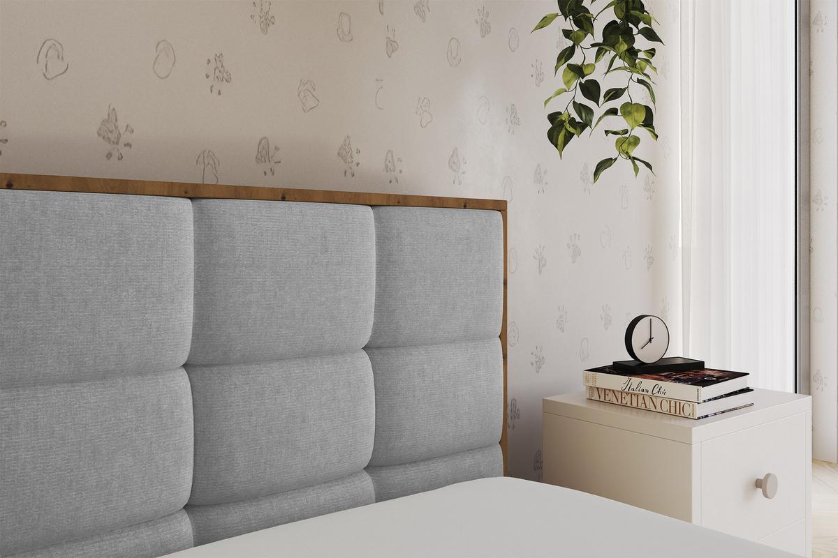 EINZELLBETT Jugendbett mit Bettkasten und Matratze H3/H4, Links - SOVY 80x200 Grau - Hellgrau, Holzwerkstoff/Textil (80/200cm) - ALTDECOR