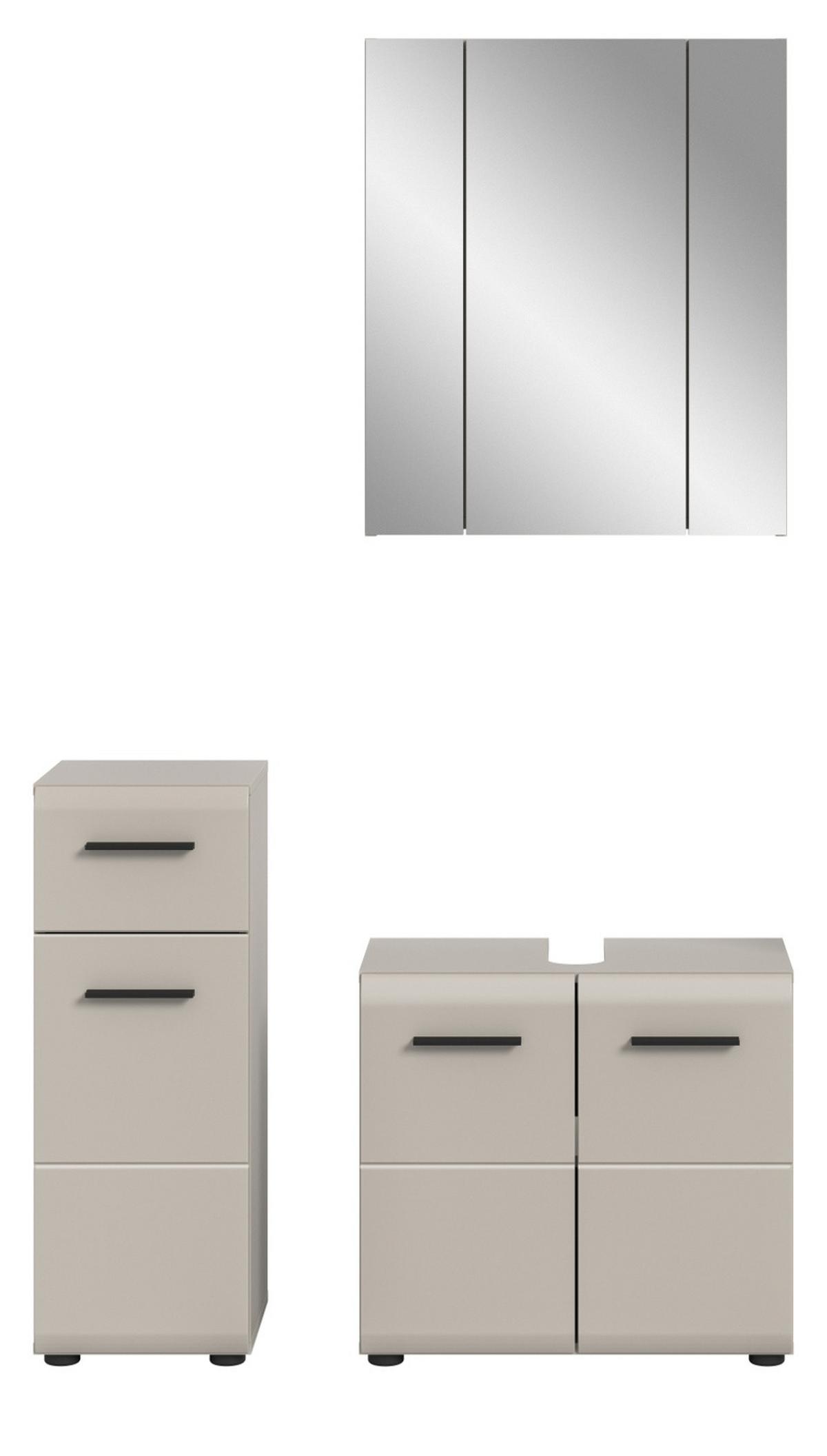 BADMÖBEL-SET Kaschmir 105 cm 3-teilig, Komplettset in modernem Design - Kaschmir/Schwarz, Glas/Holzwerkstoff (105/185/30cm) - Inn.Furn