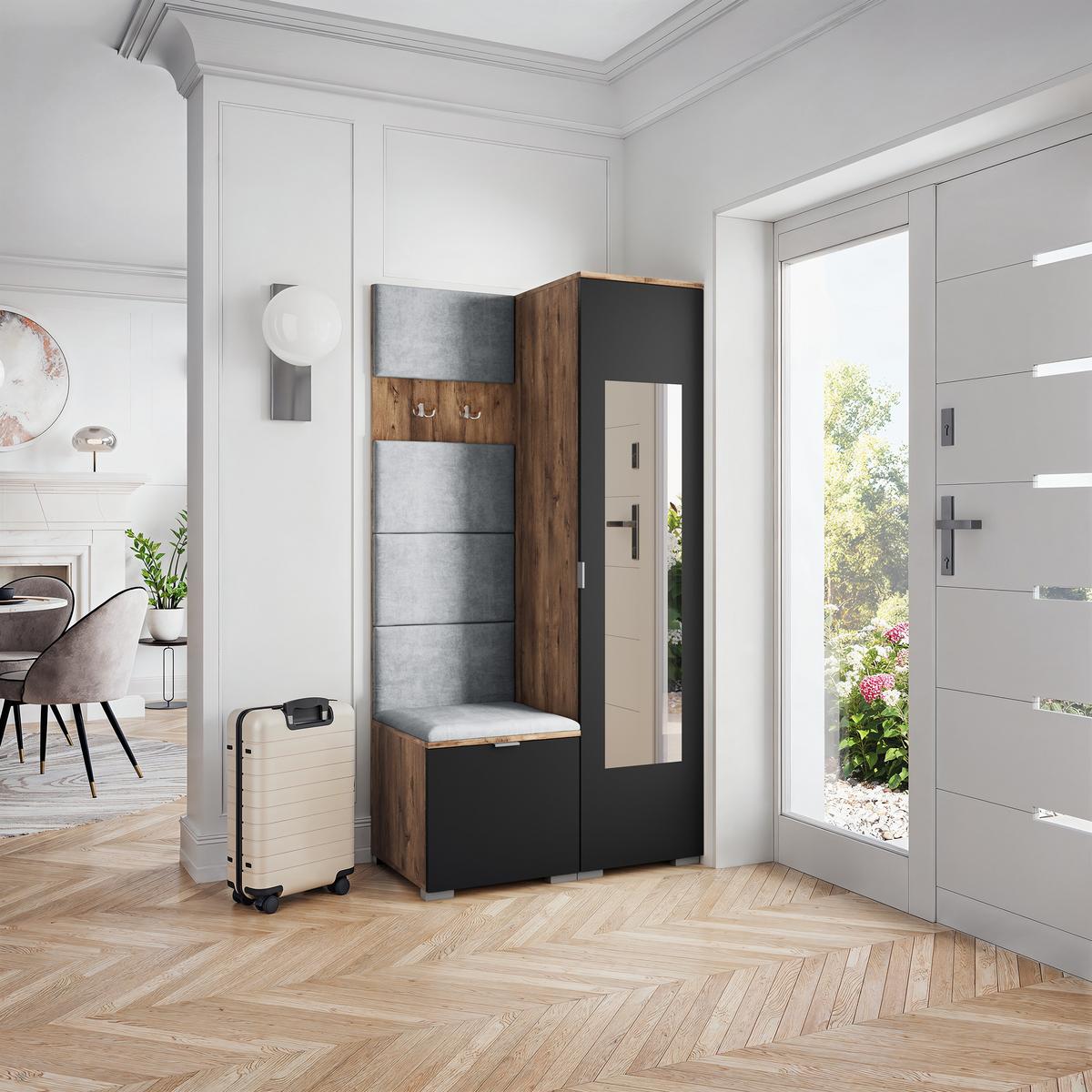 GARDEROBENSCHRANK VIRA 95/181/51 cm Modern Eichefarben - Eichefarben/Hellgrau, Holzwerkstoff (95/181/51cm) - MASSENO