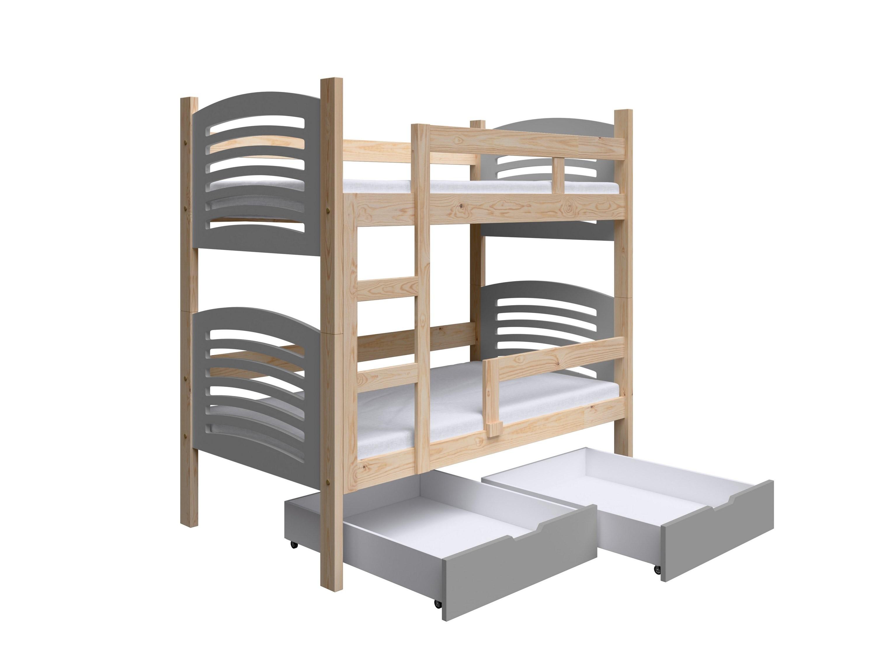 ETAGENBETT OHANA mit Bettkasten 75x160 cm Kieferfarben - Kieferfarben/Grau, Holz (75/160cm) - MASSENO