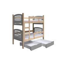 ETAGENBETT OHANA mit Bettkasten 75x160 cm Kieferfarben - Kieferfarben/Grau, Holz (75/160cm) - MASSENO