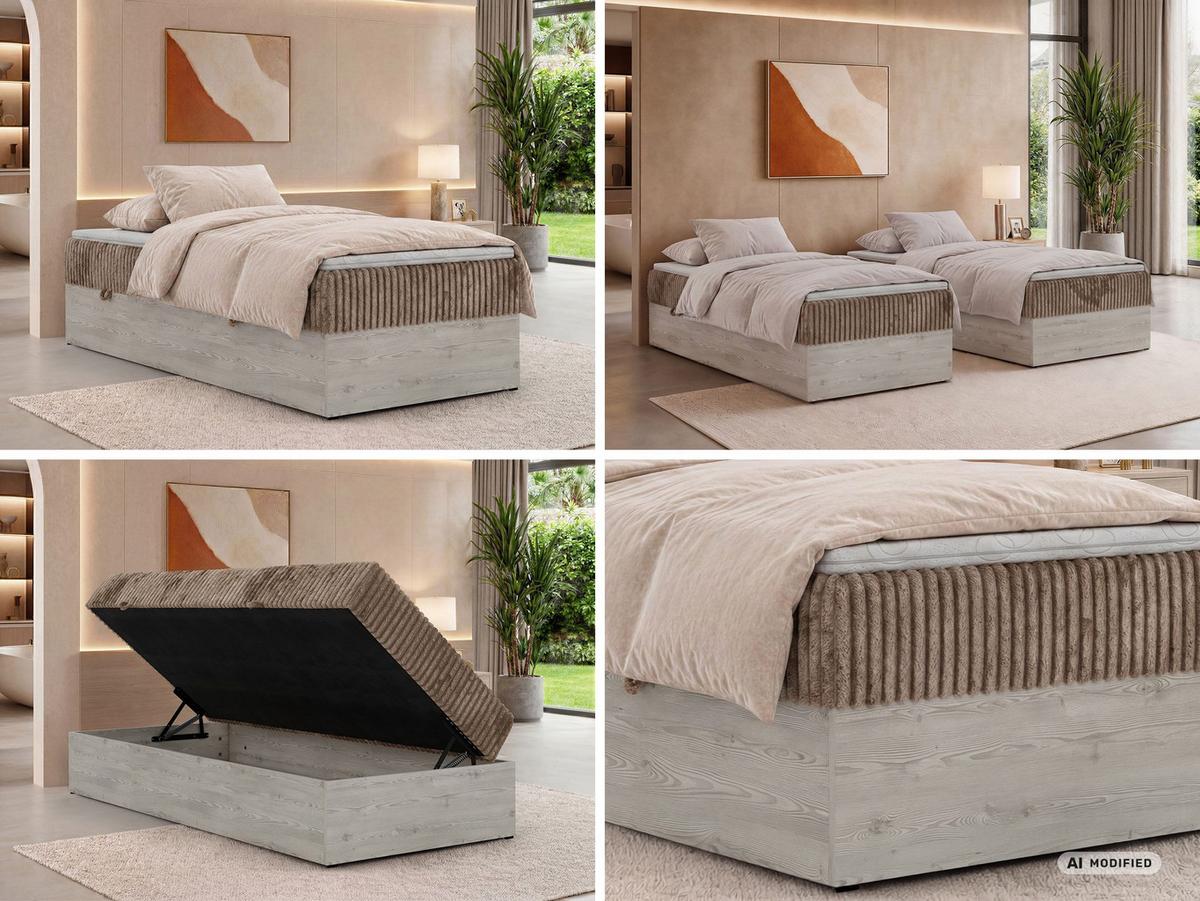 BOXBETT NORDIC ZERO 90/200 - Braun Cord - Topper Visco - H3 - Schwarz/Braun, Kunststoff/Textil (90/200cm) - MKS