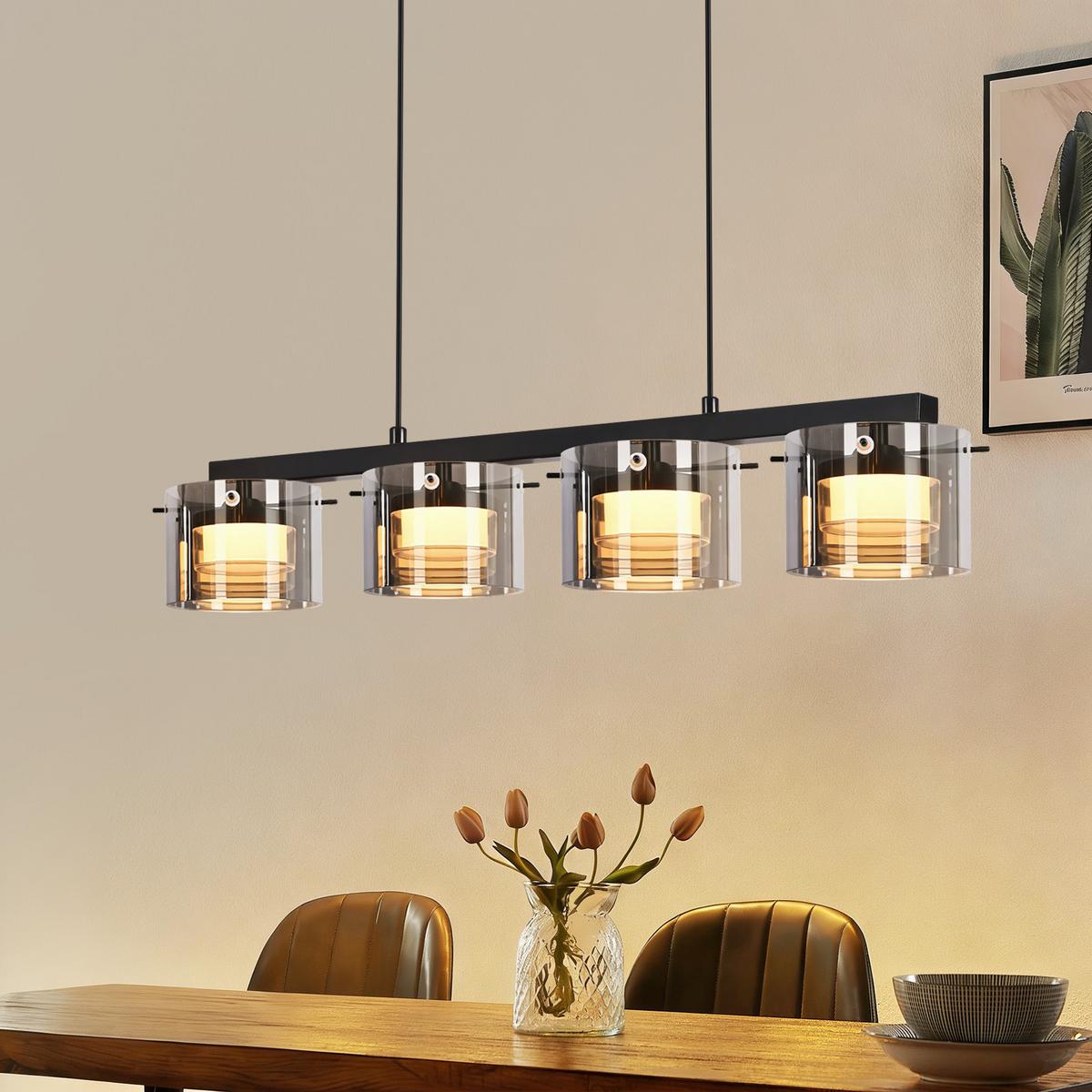 PENDELLEUCHTE Averon 72/12/157 cm - Schwarz, Glas/Metall (72/12/157cm) - ZMH