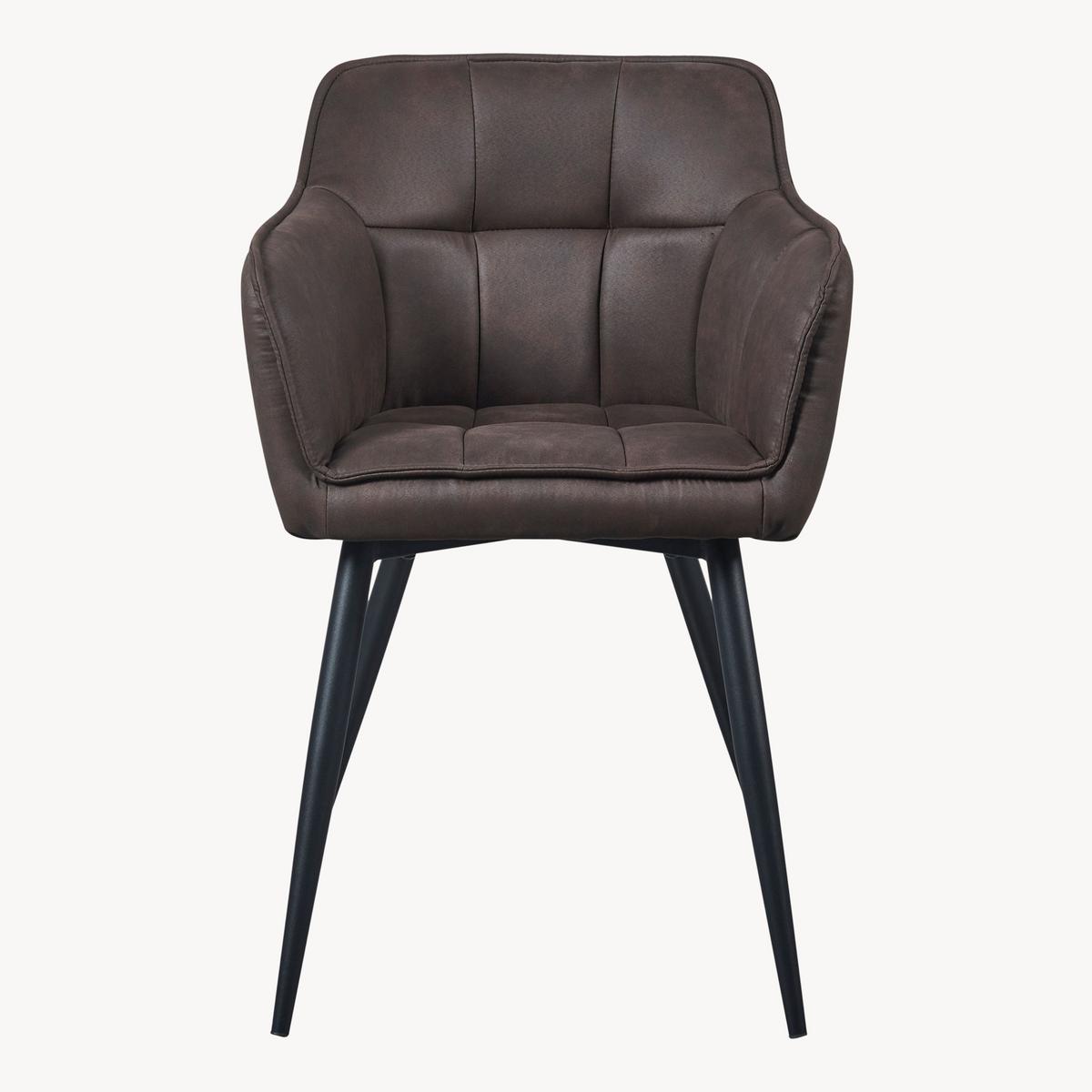 ARMLEHNSTUHL Birmingham - Dunkelbraun/Schwarz, Textil/Metall (60/82/59cm) - [en.casa]