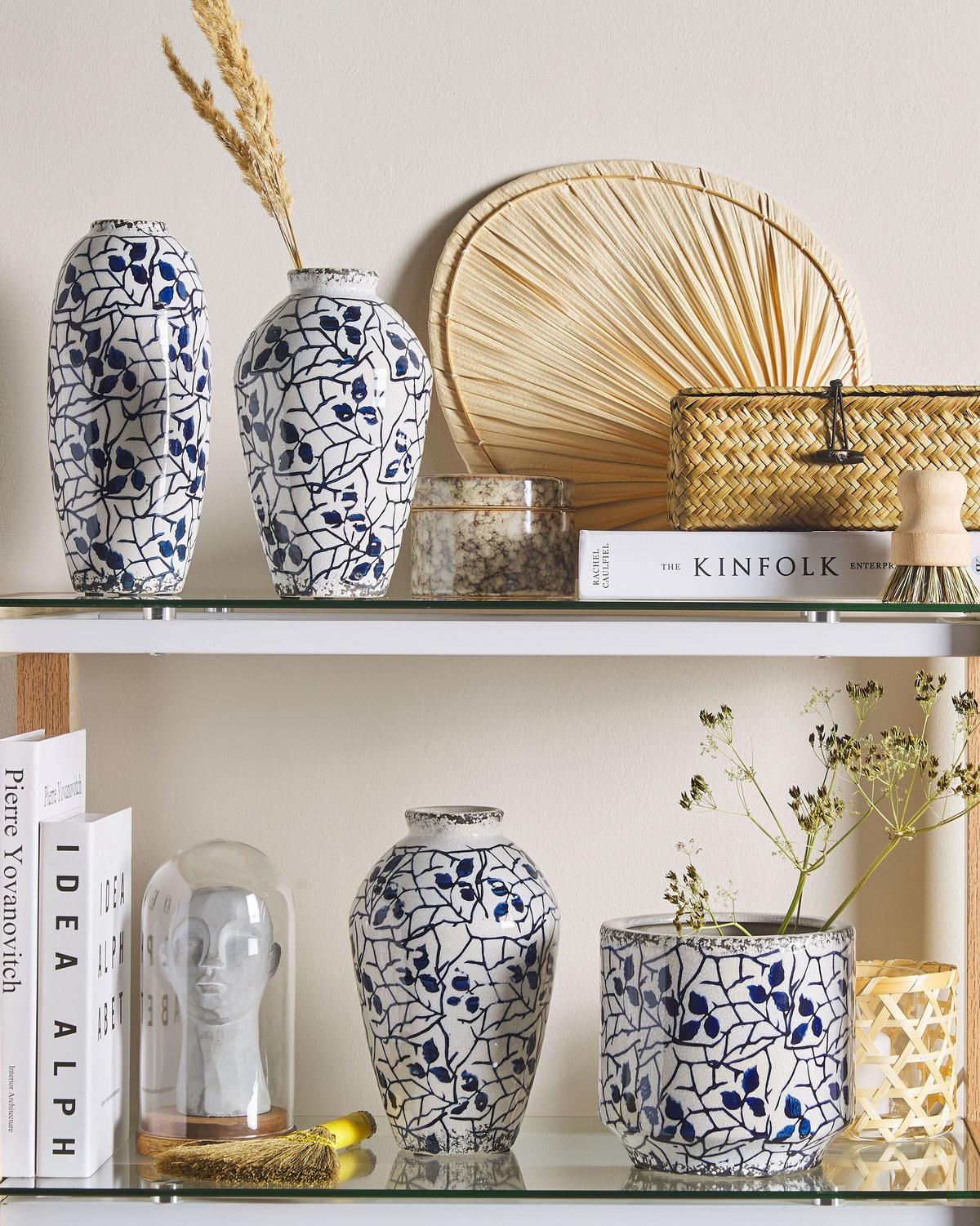 BLUMENVASE Steinzeug weiß Mallia - Weiß, Stein (20cm) - Beliani