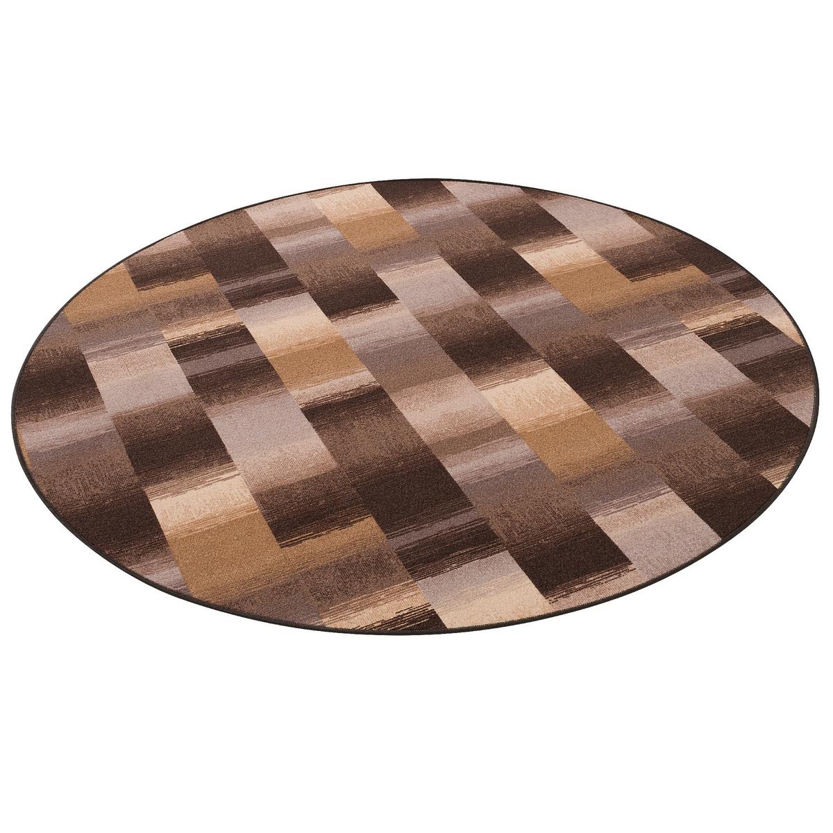 DESIGNER VELOUR TEPPICH MYSTIC KARO RUND - Braun, Textil (160/160cm) - Snapstyle