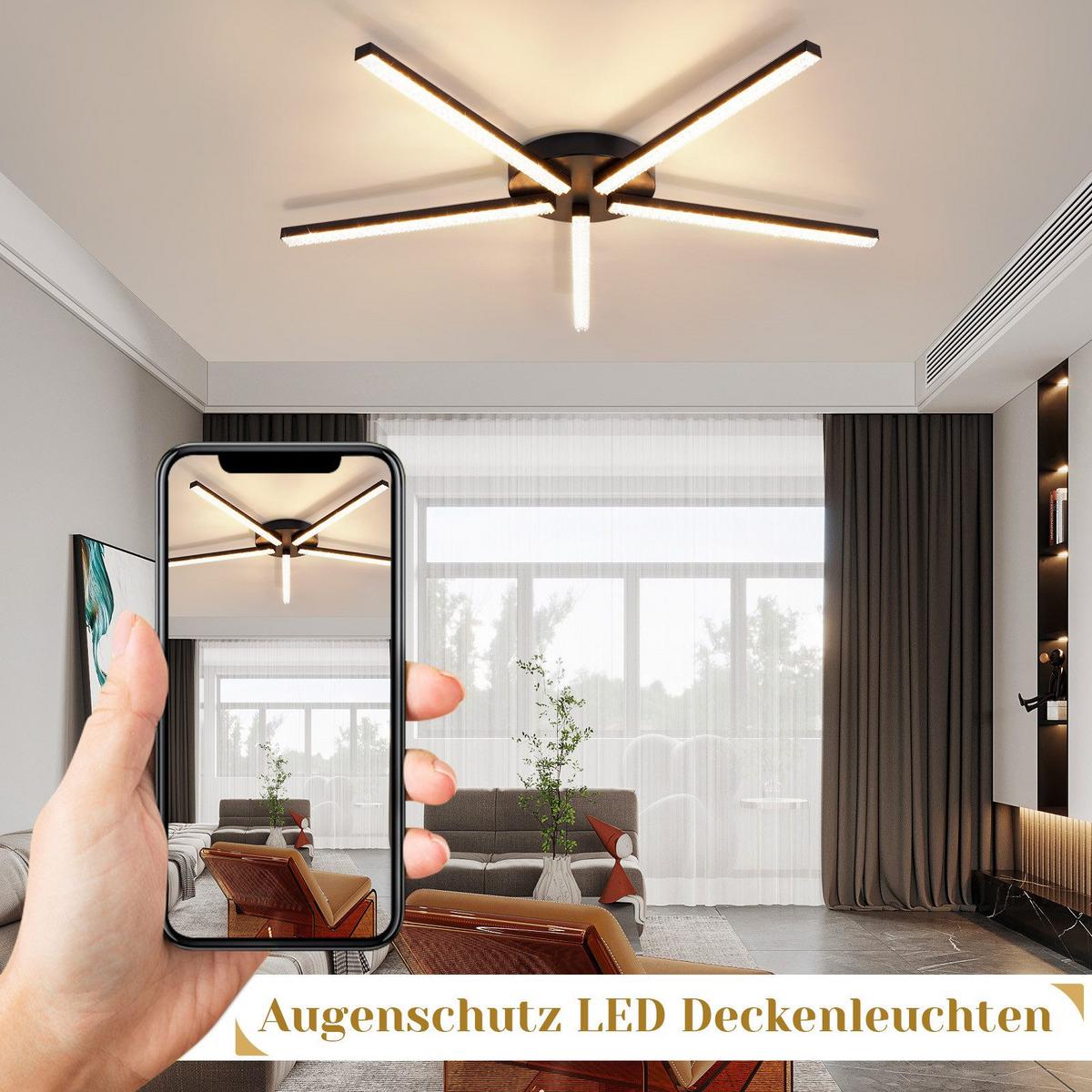 LED-DECKENLEUCHTE Eva 63.3/60.2/4.3 cm - Schwarz, Metall (63.3/60.2/4.3cm) - Nettlife