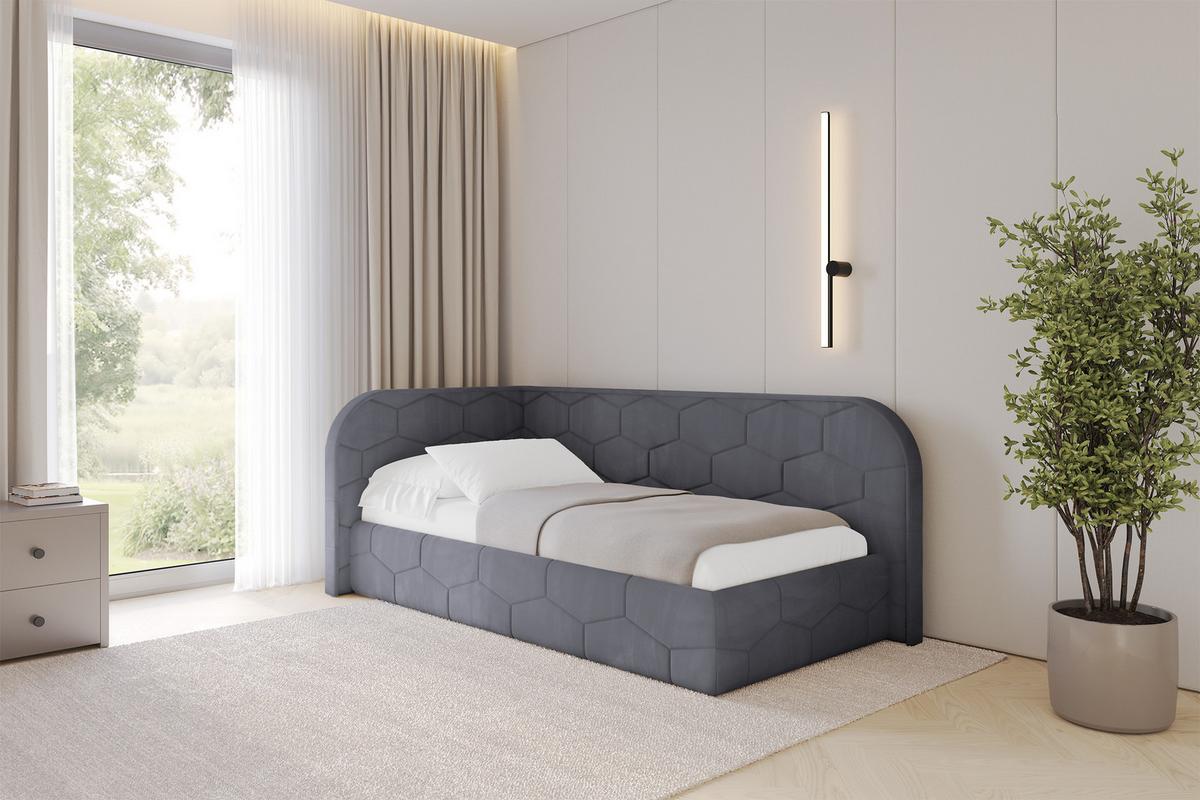 EINZELLBETT Jugendbett mit Bettkasten und Matratze H3/H4, Rechts - JAXY 80x200 Dunkelgrau - Titanfarben, Holzwerkstoff/Textil (80/200cm) - ALTDECOR