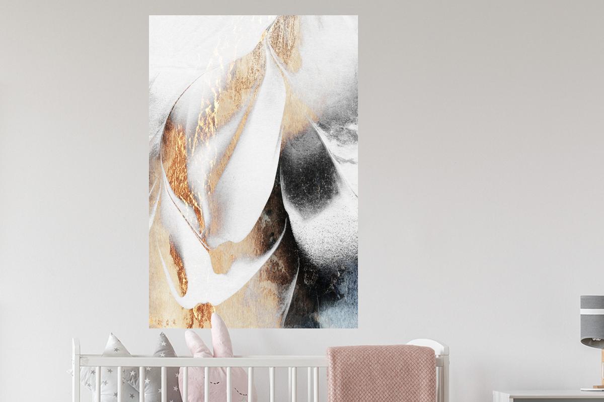WANDTATTOO Luxus - Abstrakt - Gold - Weiß Wandaufkleber 80x120 cm - Goldfarben, Kunststoff (80/120/0.1cm) - MuchoWow