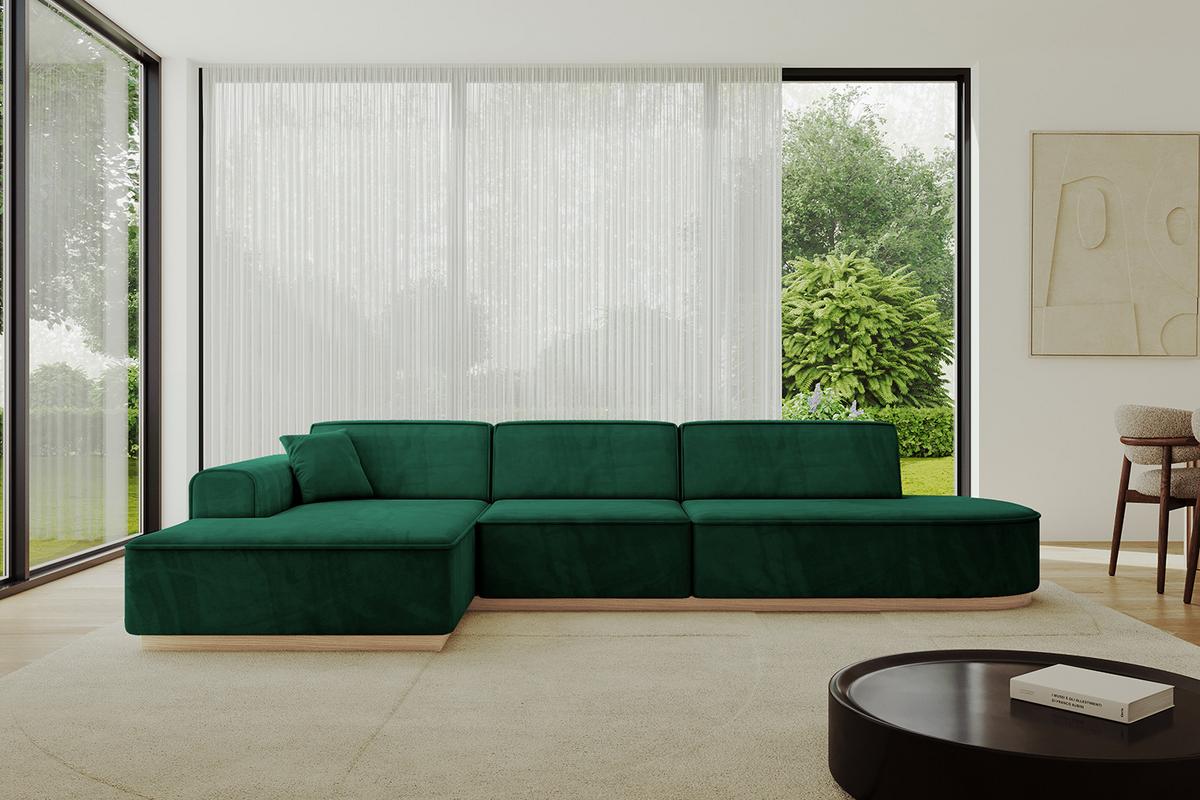 ECKSOFA Ottomane Links IREA-L2 - 327x165x80 cm Grün - Dunkelgrün, Holzwerkstoff/Textil (327/165cm) - ALTDECOR