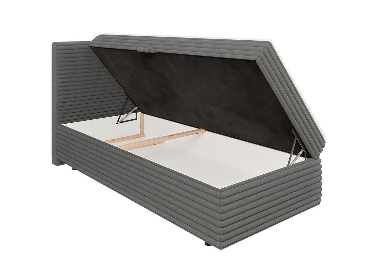 BOXBETT Roma 90/200 cm Dunkelgrau Plüschcord - Dunkelgrau/Schwarz, Holz/Kunststoff (90/200cm) - S-Style Möbel