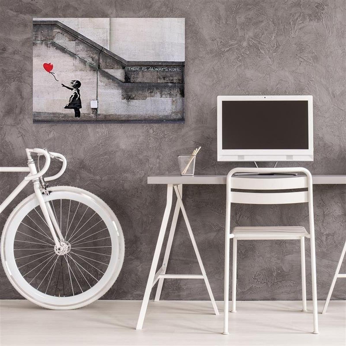 LEINWANDBILD Banksy Fototapete Mädchen mit Luftballon - Grau, Textil (100/3cm) - Feeby