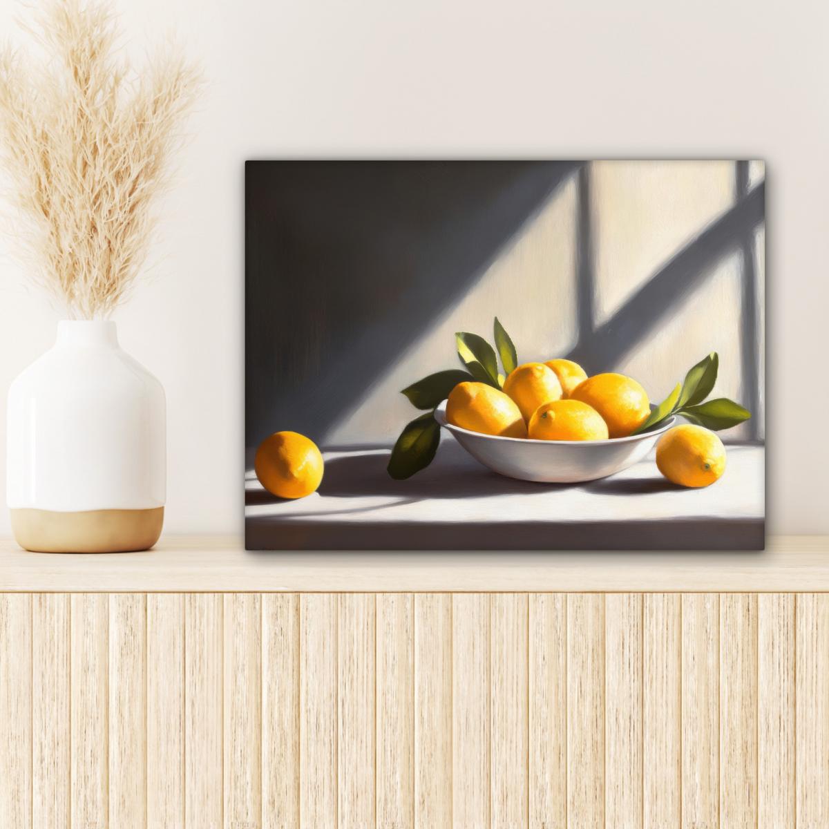 LEINWANDBILD Zitronen - Stilleben - Gelb Wandbild 40x30 cm - Gelb, Textil (40/30cm) - MuchoWow