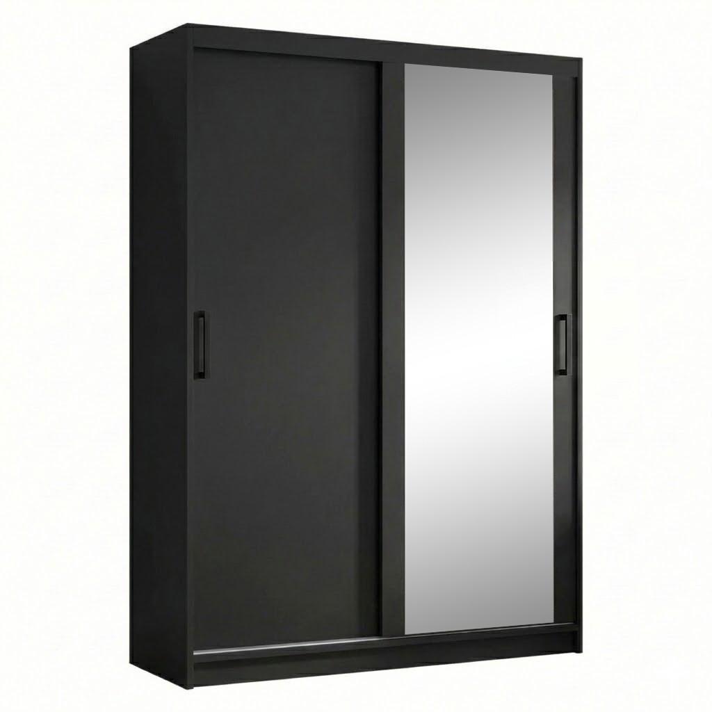 SCHWEBETÜRENSCHRANK Hela mit 2 Türen. 120 cm, Schwarz - Schwarz, Holzwerkstoff (120/205/60cm) - Beautysofa