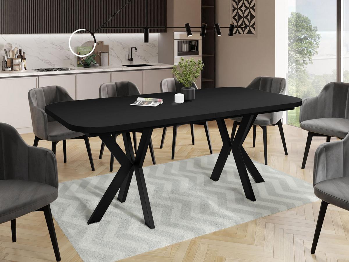 ESSTISCH Olivia ausziehbar rechteckig, Schwarz 200-280/100/76 - Schwarz, Holzwerkstoff/Metall (100/280/76cm) - WFL GROUP