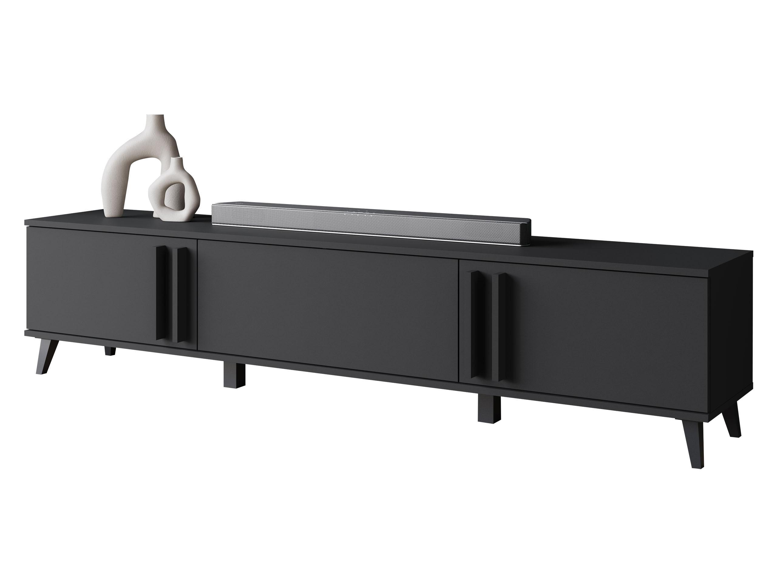TV-LOWBOARD Helsinki 183 - Schwarz/Graphitfarben, Holzwerkstoff/Kunststoff (180/70/33cm) - MIRJAN24