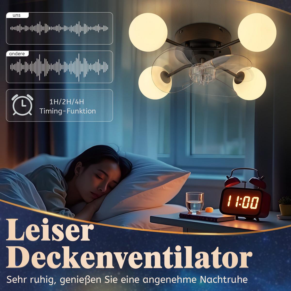 DECKENVENTILATOR mit Beleuchtung Palen 50/28/15 cm - Schwarz/Weiß, Kunststoff/Metall (50/28/15cm) - ZMH