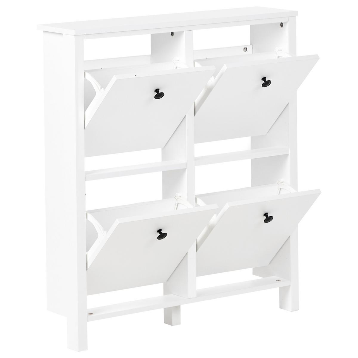 SCHUHSCHRANK Weiß Gibson - Weiß, Holzwerkstoff (80/90/20cm) - Beliani
