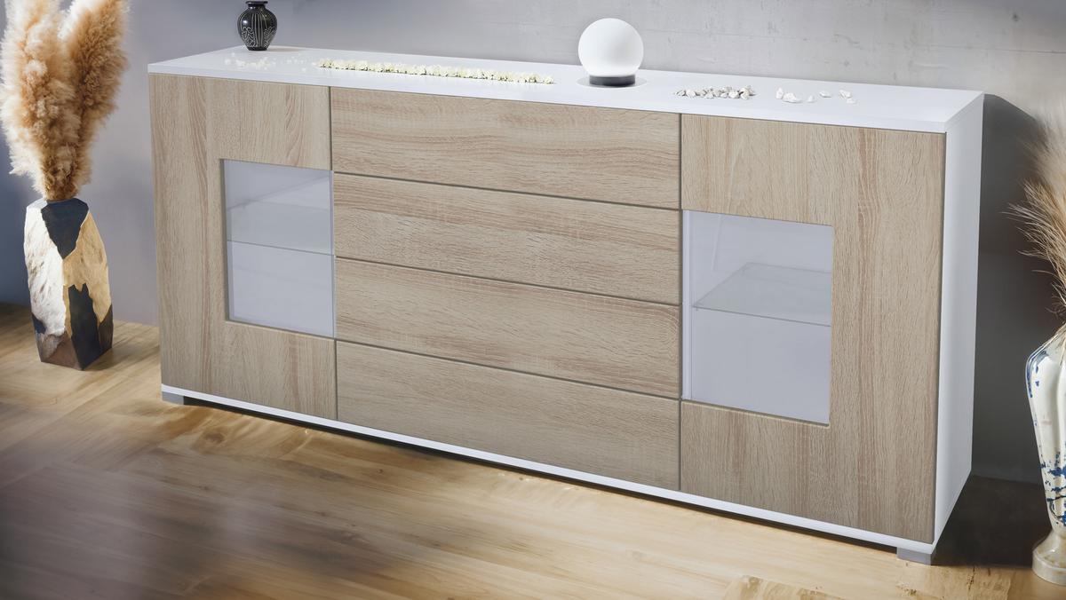 SIDEBOARD Grömitz Eiche sägerau - Eiche San Remo, Holzwerkstoff (166.5/75.5/35cm) - Vladon