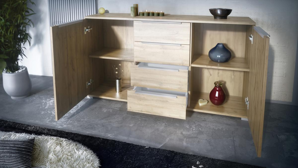 SIDEBOARD Linio Denim matt - Pastellblau, Holzwerkstoff (138.5/75.5/35cm) - Vladon