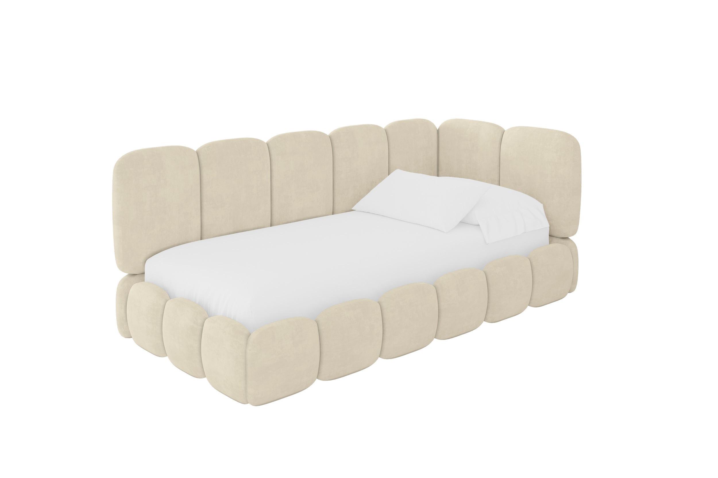 EINZELLBETT Jugendbett mit Bettkasten und Matratze H3/H4, Links - AVRY 80x200 Beige - Beige, Holzwerkstoff/Textil (80/200cm) - ALTDECOR