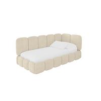 EINZELLBETT Jugendbett mit Bettkasten, Links - AVRY 80x200 Beige - Beige, Holzwerkstoff/Textil (80/200cm) - ALTDECOR