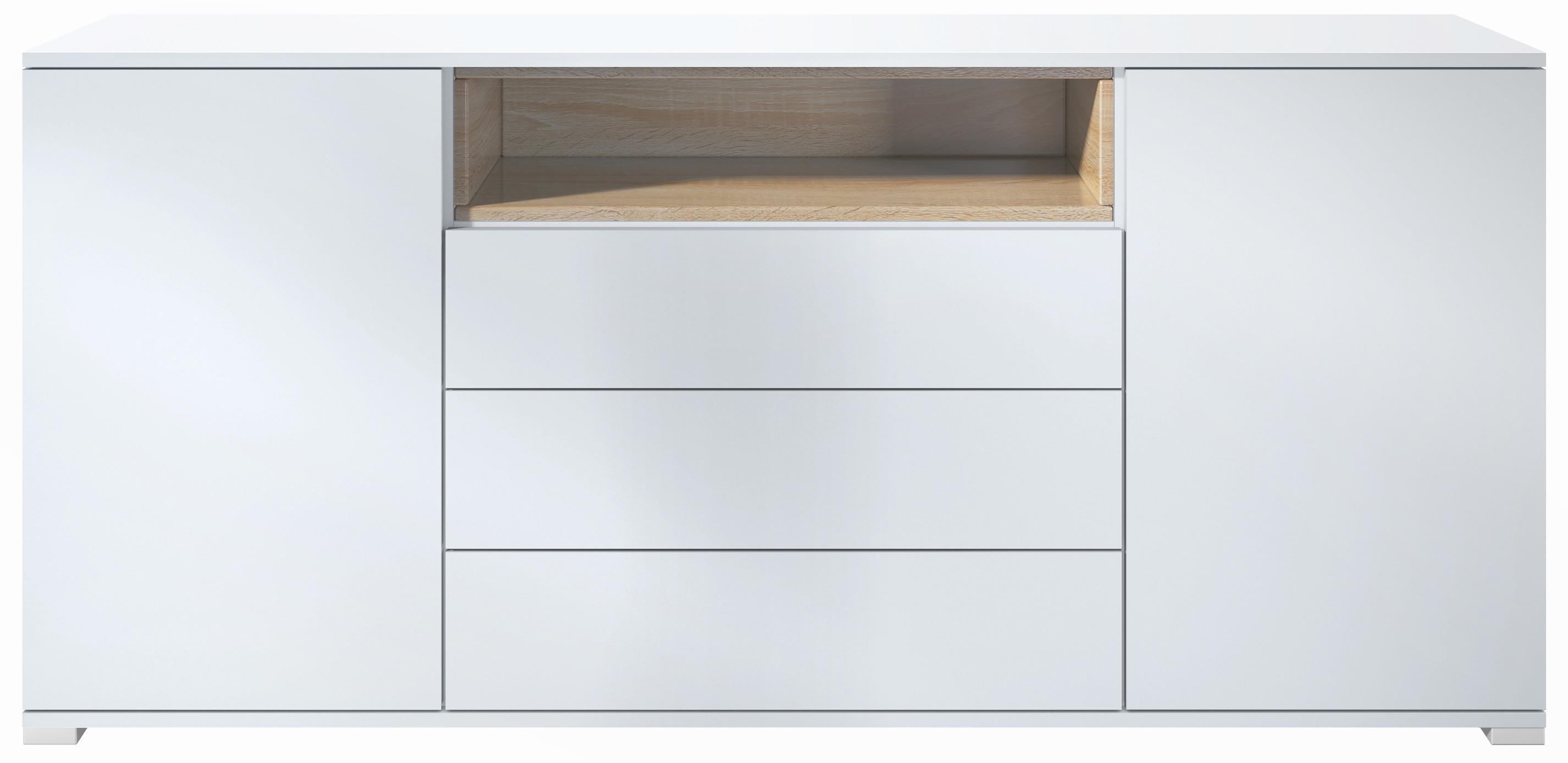 SIDEBOARD Skadu Eiche sägerau - Hellbraun/Weiß, Holzwerkstoff (166.5/75.5/35cm) - Vladon