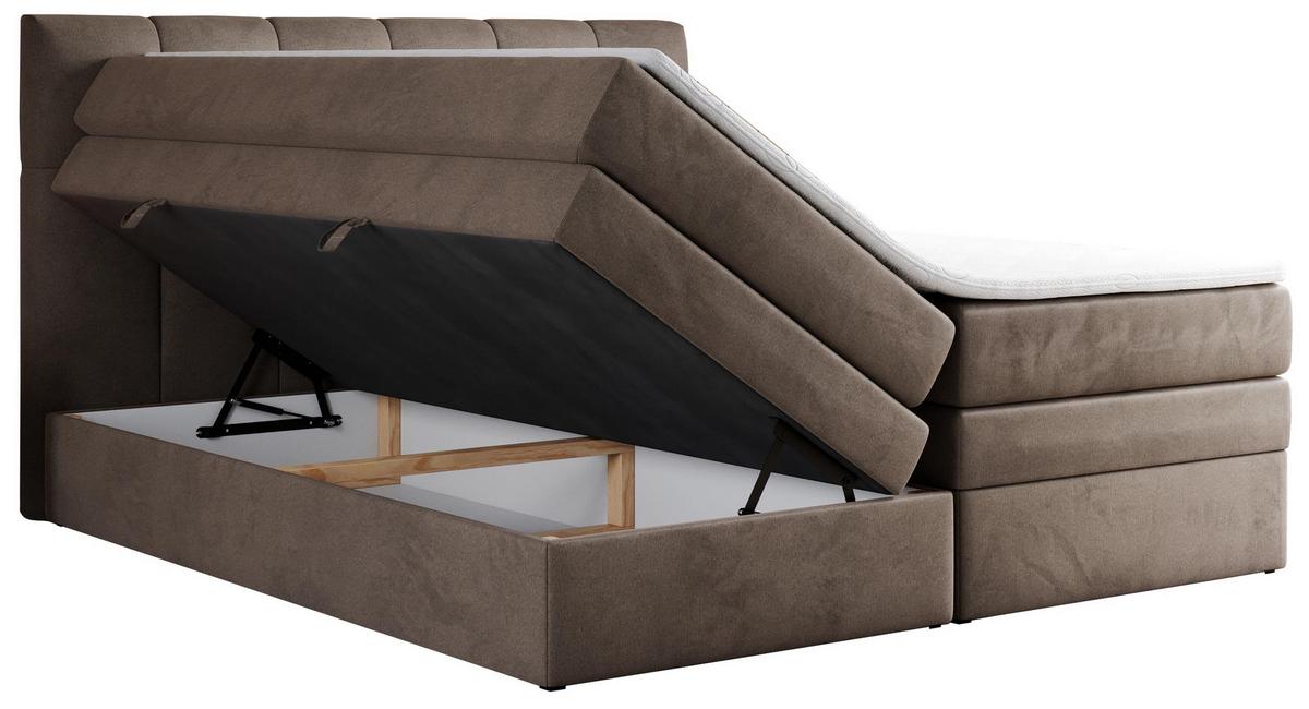 BOXSPRINGBETT ALVIN KING 120/200 Braun Velvet - H4 - Braun, Holz/Textil (120/200cm) - MKS
